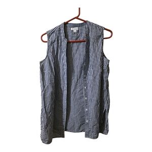 Indigo Sleeveless Gingham Button Down Shirt